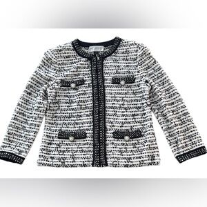 St John Black and White Tweed Knit Blazer Jacket